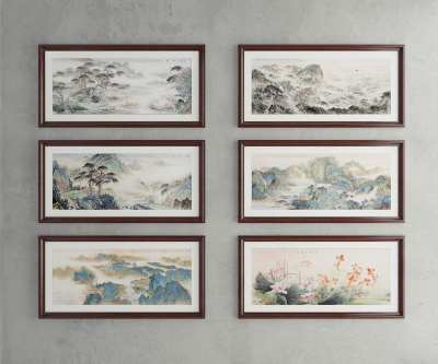 新中式挂画3D模型下载